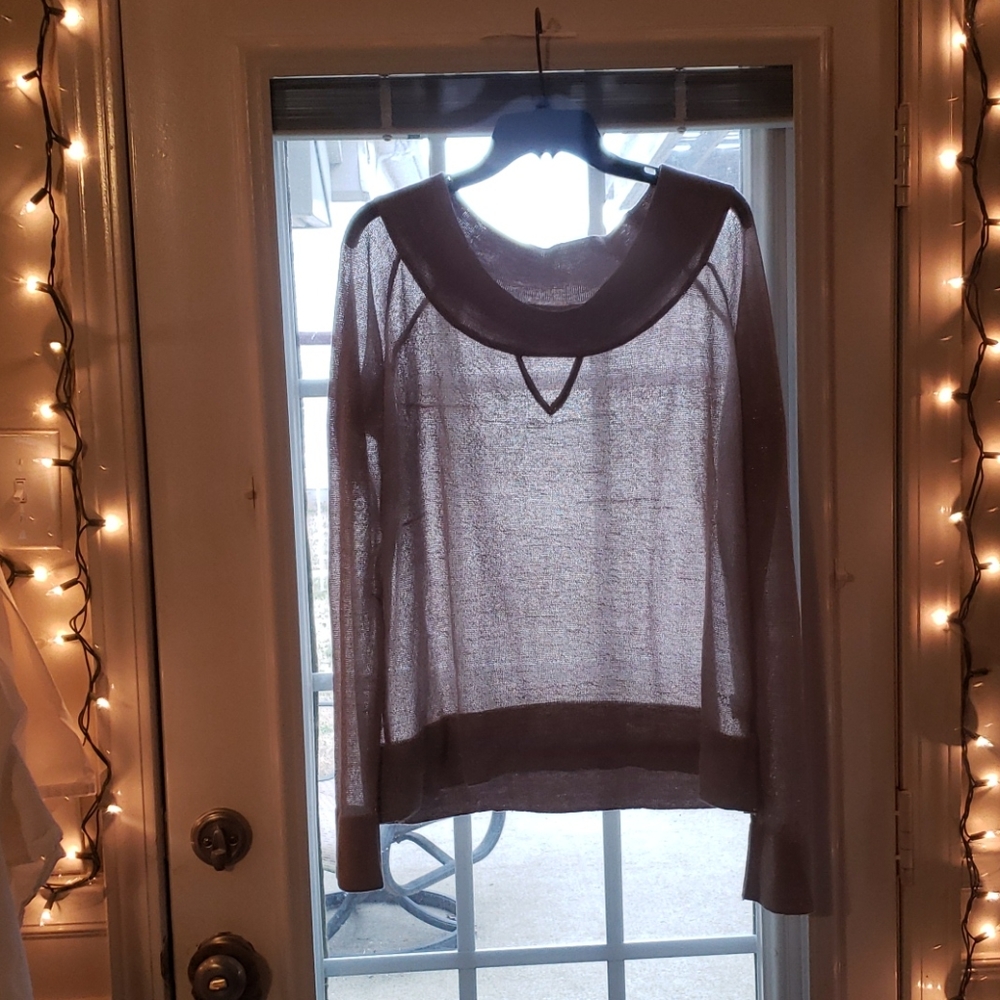 Chan Luu Scoop Neck Blouse Taupe w Silver